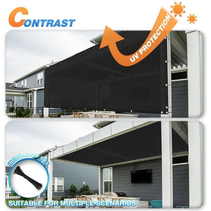 TANG Fence Privacy Screen Black 6 Feet x 25 Feet Outdoor Shade Cloth with Grommets, 150 GSM Temporary Fence Cover with Zipties Mesh Netting Fences Blockage for Backyard Garden Patio Chain Link - Image 5